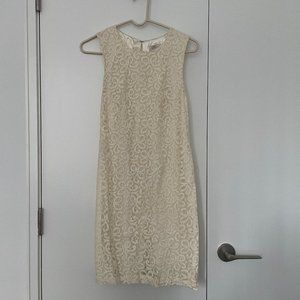 Ann Taylor LOFT Cream Lace Floral Dress